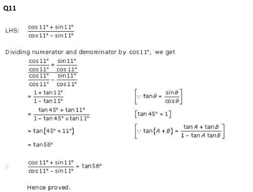 NCERT Solutions Class 11 Mathematics RD Sharma Trigonometric Ratios of Compound Angles
