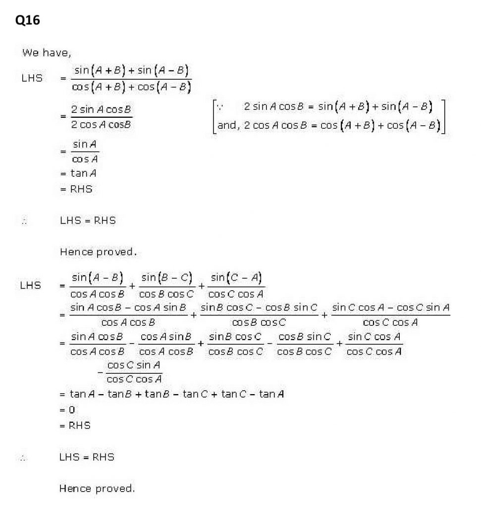 NCERT Solutions Class 11 Mathematics RD Sharma Trigonometric Ratios of Compound Angles