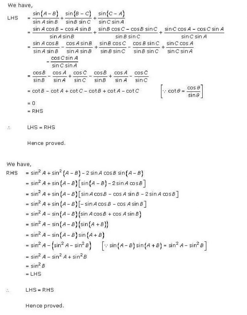 NCERT Solutions Class 11 Mathematics RD Sharma Trigonometric Ratios of Compound Angles