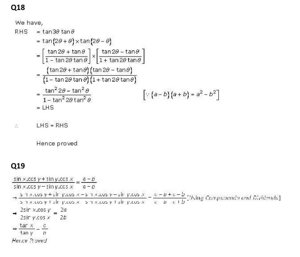 NCERT Solutions Class 11 Mathematics RD Sharma Trigonometric Ratios of Compound Angles