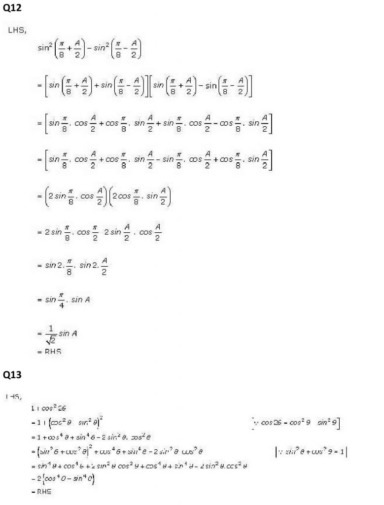 NCERT Solutions Class 11 Mathematics RD Sharma Trigonometric Ratios of Multiple and Submultiple Angles