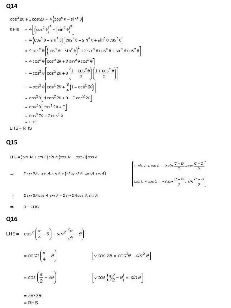 NCERT Solutions Class 11 Mathematics RD Sharma Trigonometric Ratios of Multiple and Submultiple Angles