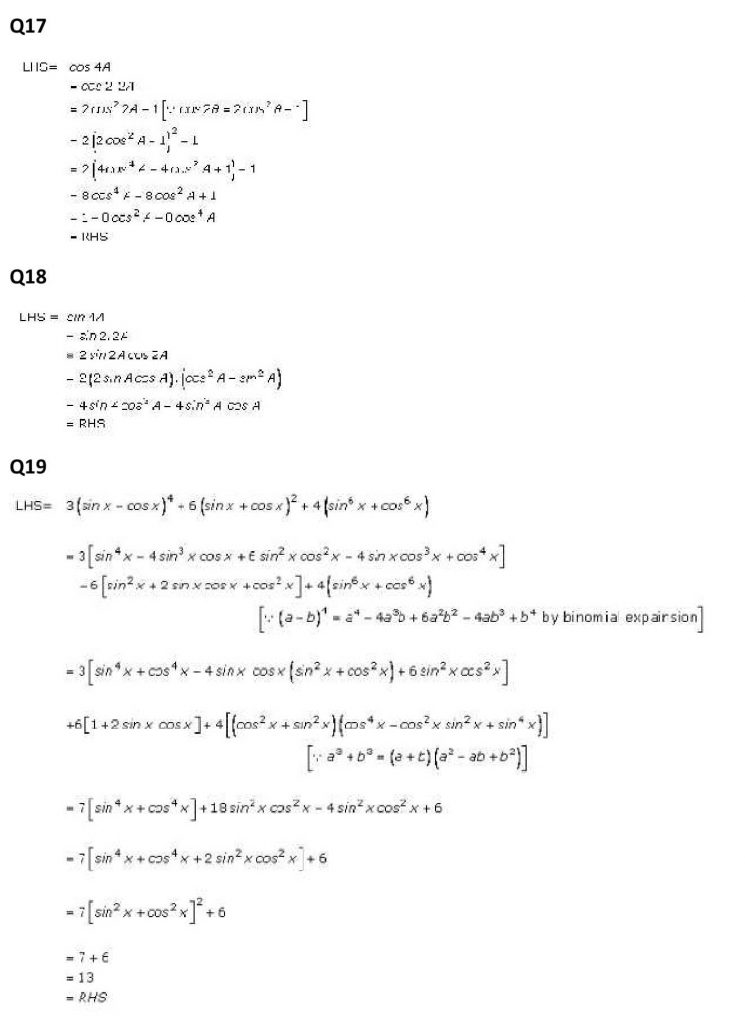 NCERT Solutions Class 11 Mathematics RD Sharma Trigonometric Ratios of Multiple and Submultiple Angles
