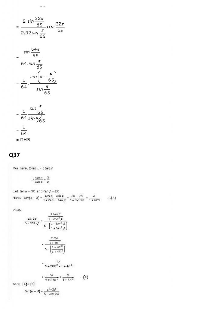 NCERT Solutions Class 11 Mathematics RD Sharma Trigonometric Ratios of Multiple and Submultiple Angles