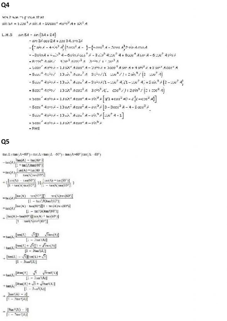 NCERT Solutions Class 11 Mathematics RD Sharma Trigonometric Ratios of Multiple and Submultiple Angles