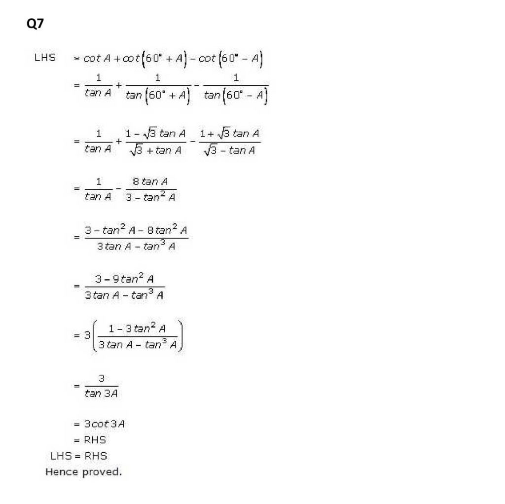 NCERT Solutions Class 11 Mathematics RD Sharma Trigonometric Ratios of Multiple and Submultiple Angles