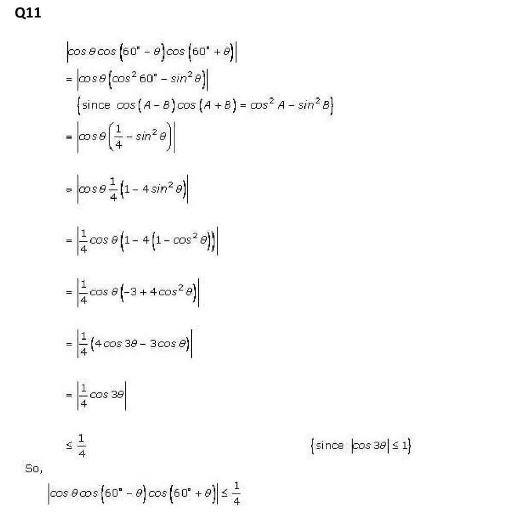 NCERT Solutions Class 11 Mathematics RD Sharma Trigonometric Ratios of Multiple and Submultiple Angles