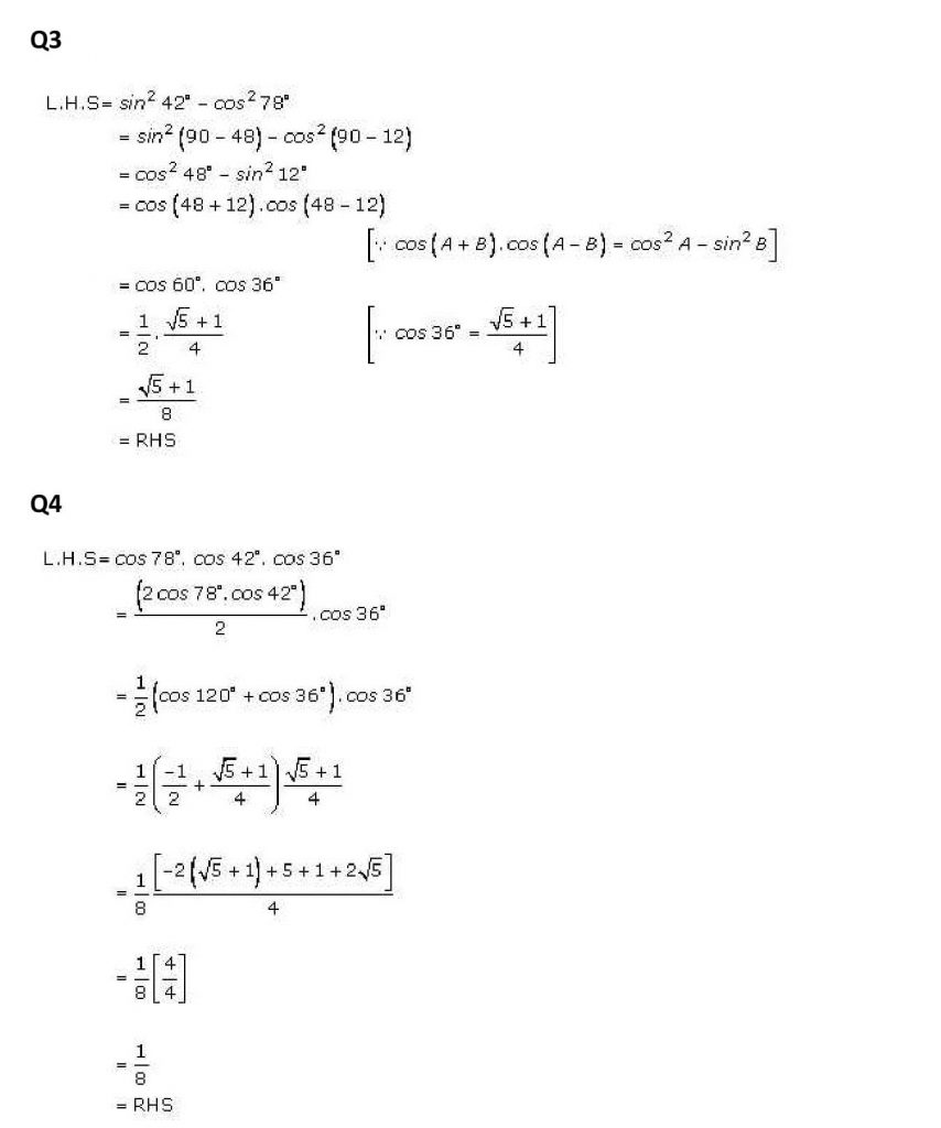 NCERT Solutions Class 11 Mathematics RD Sharma Trigonometric Ratios of Multiple and Submultiple Angles