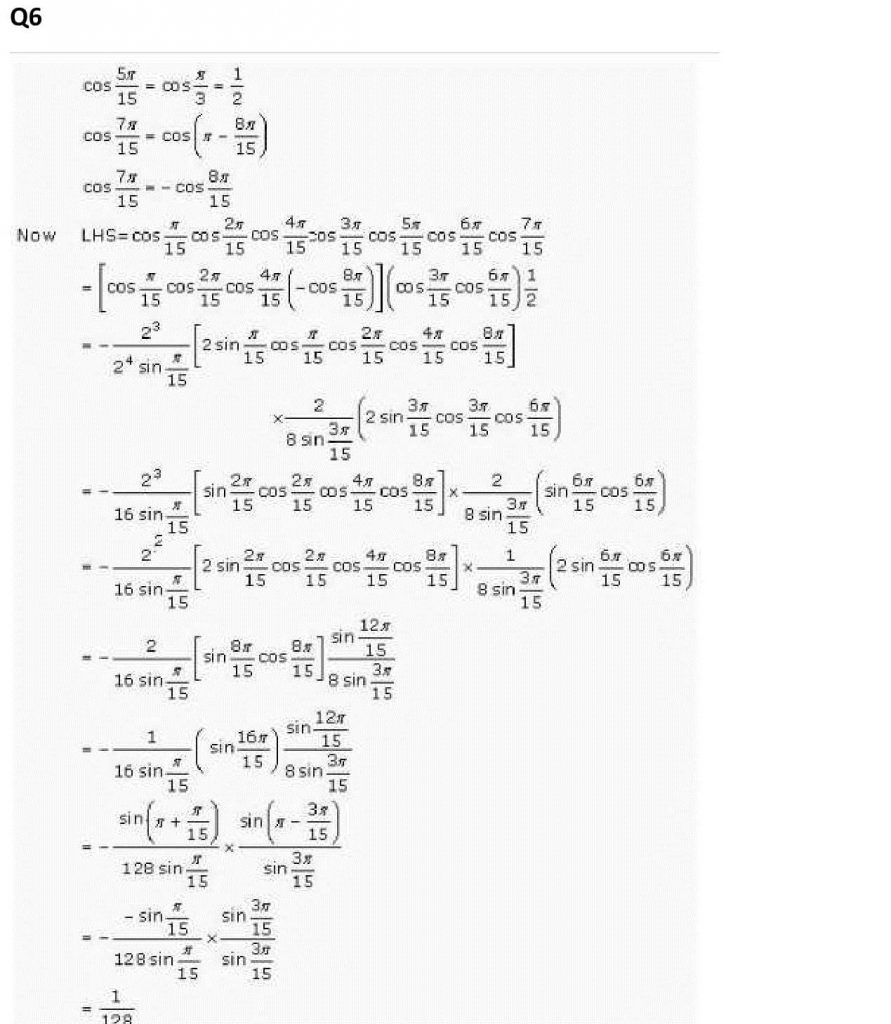 NCERT Solutions Class 11 Mathematics RD Sharma Trigonometric Ratios of Multiple and Submultiple Angles