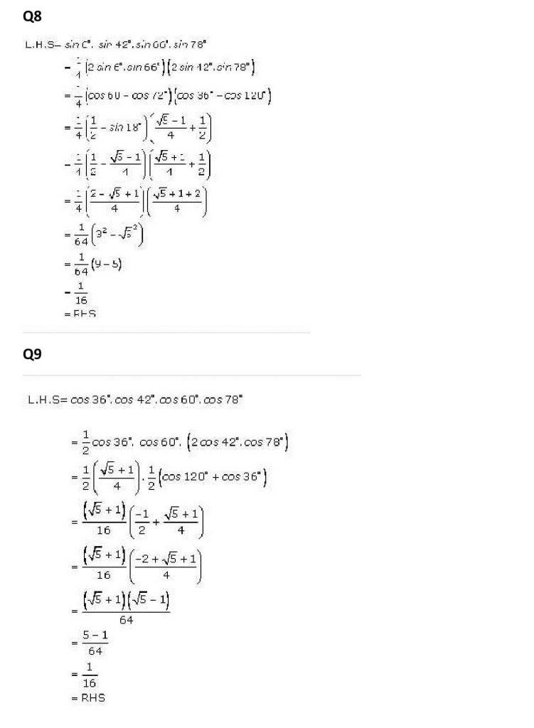 NCERT Solutions Class 11 Mathematics RD Sharma Trigonometric Ratios of Multiple and Submultiple Angles