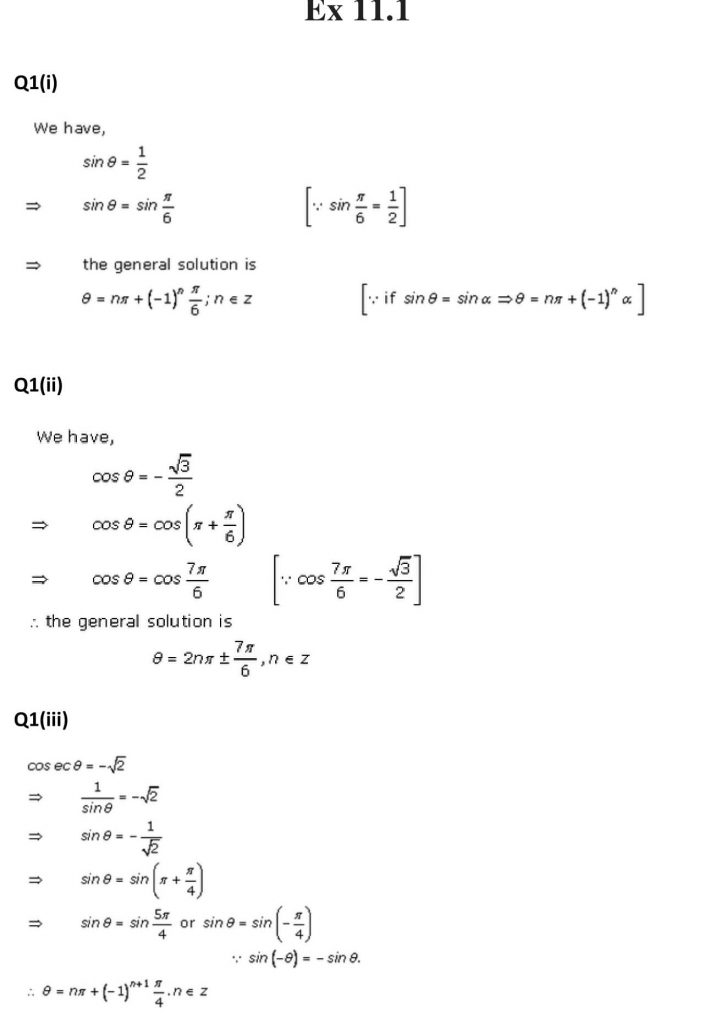 NCERT Solutions Class 11 Mathematics RD Sharma Trigonometric Equations