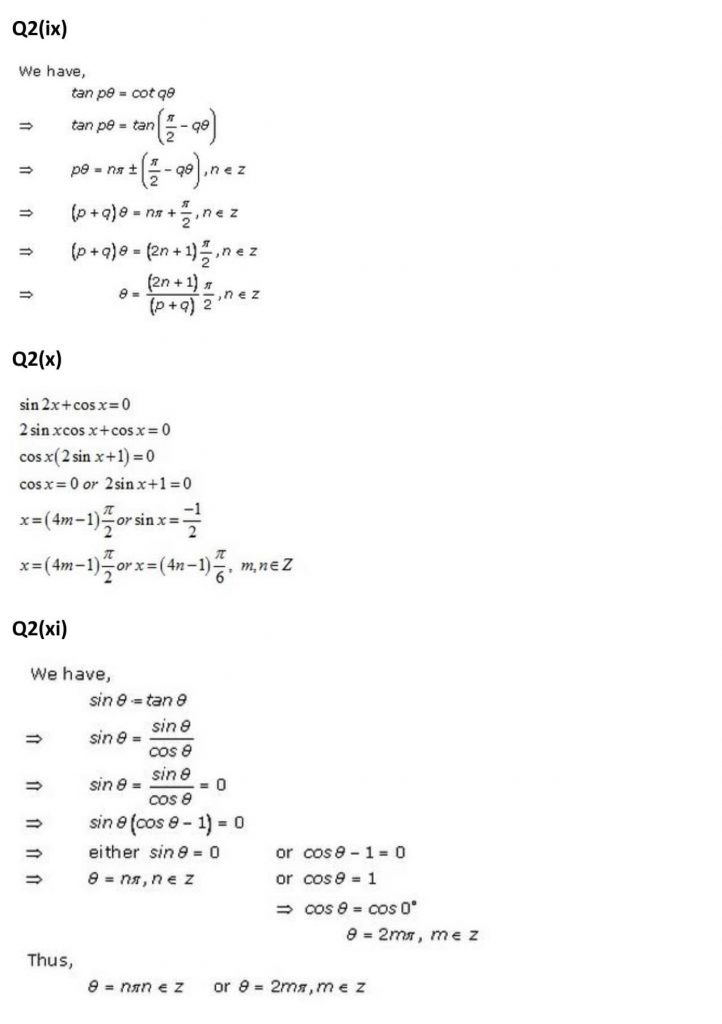 NCERT Solutions Class 11 Mathematics RD Sharma Trigonometric Equations