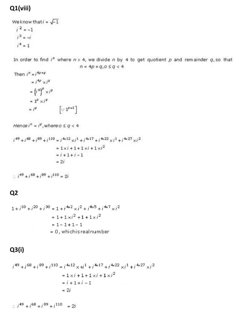 NCERT Solutions Class 11 Mathematics RD Sharma Complex Numbers