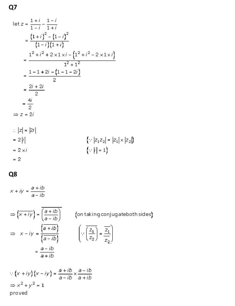 NCERT Solutions Class 11 Mathematics RD Sharma Complex Numbers