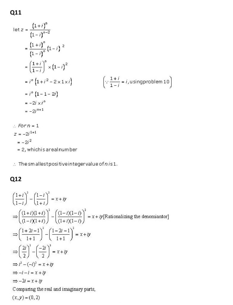 NCERT Solutions Class 11 Mathematics RD Sharma Complex Numbers