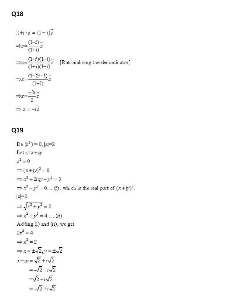 NCERT Solutions Class 11 Mathematics RD Sharma Complex Numbers