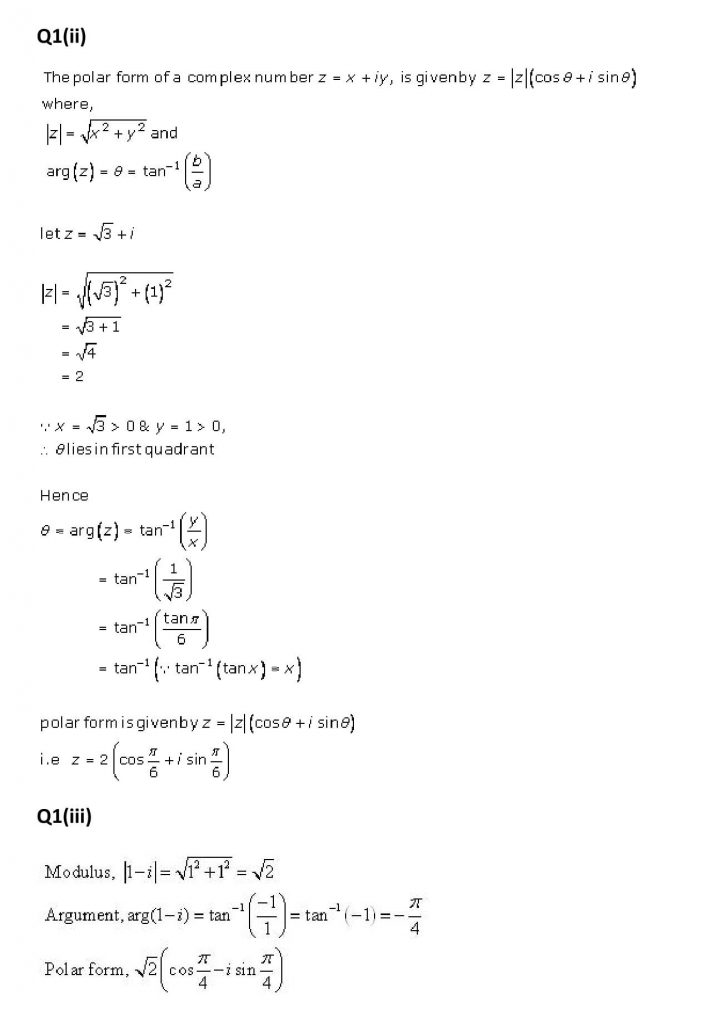 NCERT Solutions Class 11 Mathematics RD Sharma Complex Numbers