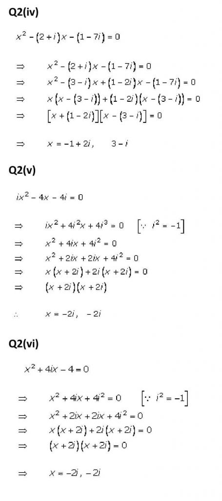 NCERT Solutions Class 11 Mathematics RD Sharma Quadratic Equations