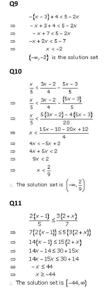 NCERT Solutions Class 11 Mathematics RD Sharma Linear Inequations