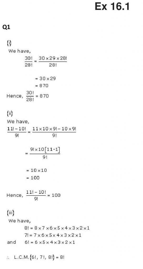 NCERT Solutions Class 11 Mathematics RD Sharma Permutations