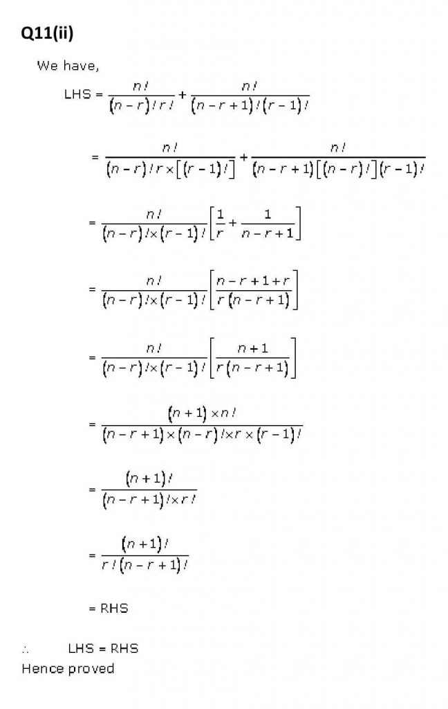 NCERT Solutions Class 11 Mathematics RD Sharma Permutations-