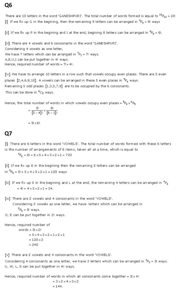 NCERT Solutions Class 11 Mathematics RD Sharma Permutations-