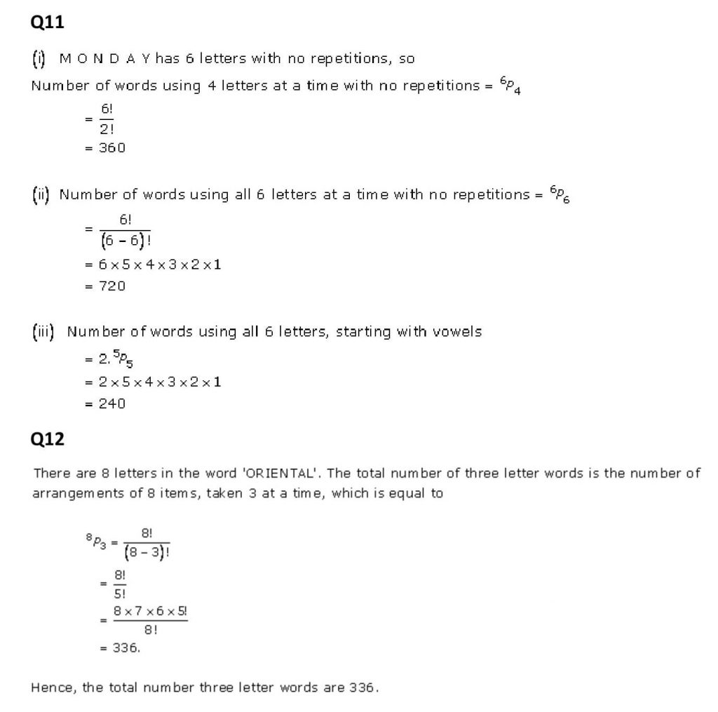 NCERT Solutions Class 11 Mathematics RD Sharma Permutations-