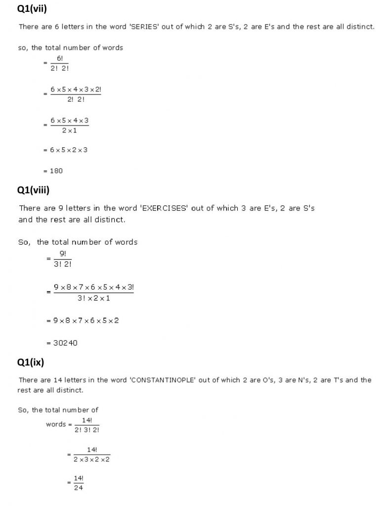 NCERT Solutions Class 11 Mathematics RD Sharma Permutations-