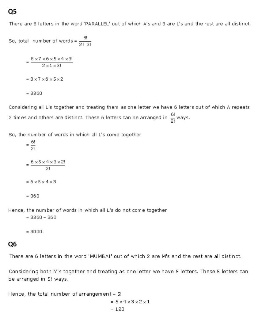 NCERT Solutions Class 11 Mathematics RD Sharma Permutations-