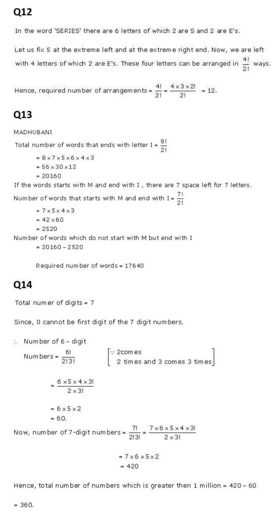 NCERT Solutions Class 11 Mathematics RD Sharma Permutations-