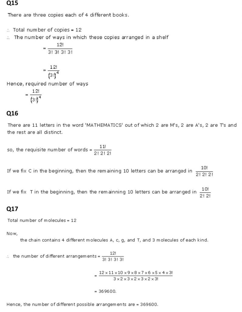 NCERT Solutions Class 11 Mathematics RD Sharma Permutations-