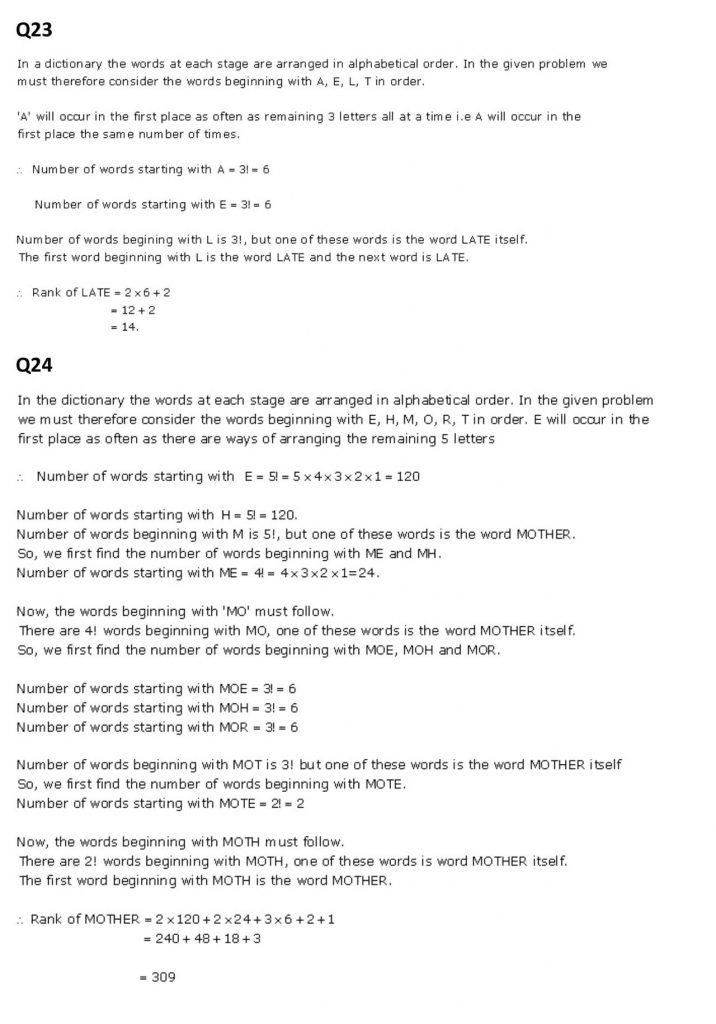 NCERT Solutions Class 11 Mathematics RD Sharma Permutations-