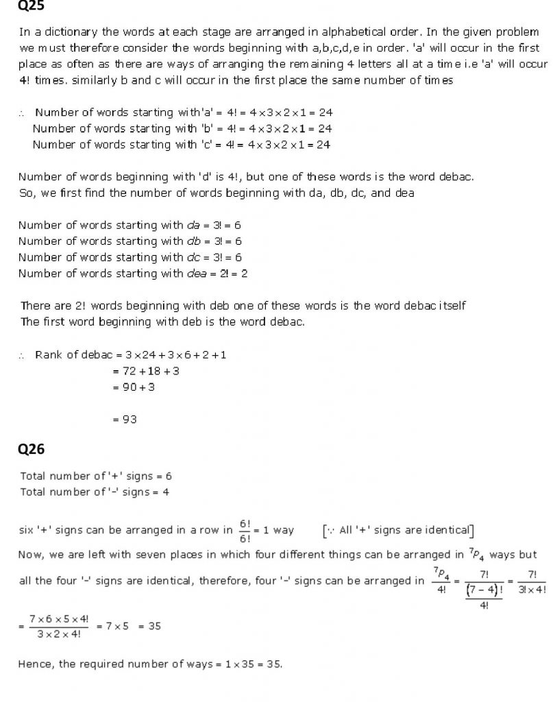 NCERT Solutions Class 11 Mathematics RD Sharma Permutations-
