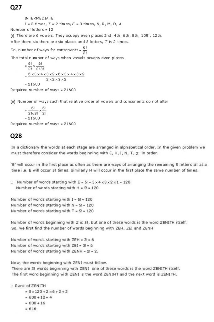 NCERT Solutions Class 11 Mathematics RD Sharma Permutations-