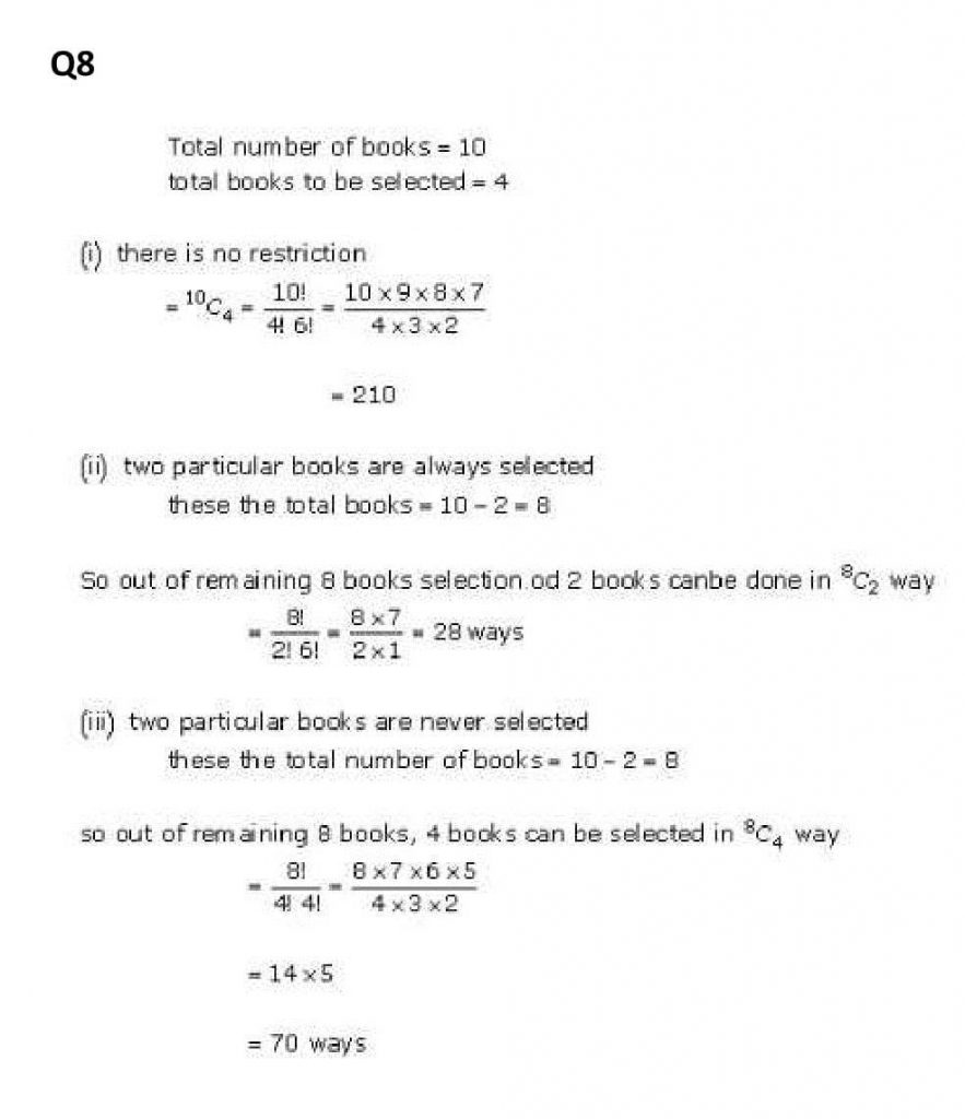NCERT Solutions Class 11 Mathematics RD Sharma Combinations-