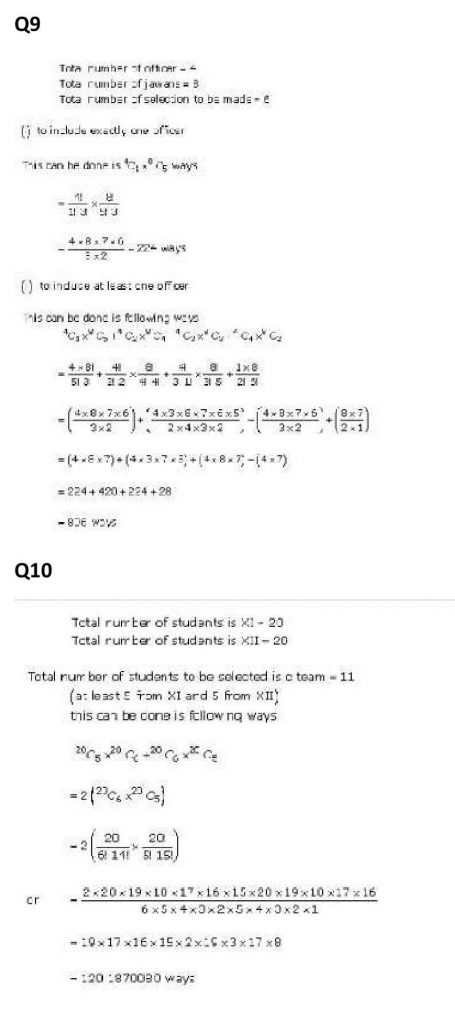 NCERT Solutions Class 11 Mathematics RD Sharma Combinations-