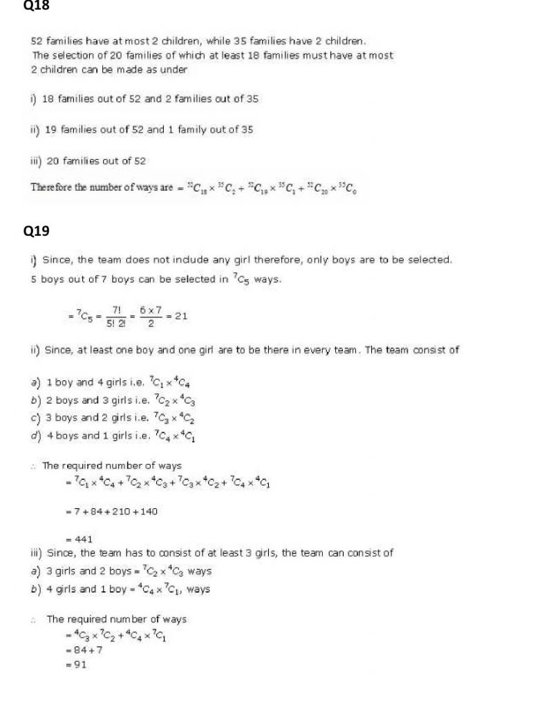 NCERT Solutions Class 11 Mathematics RD Sharma Combinations-