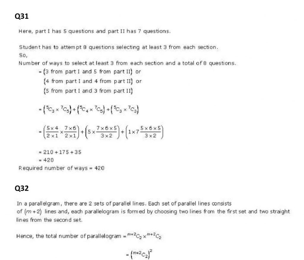 NCERT Solutions Class 11 Mathematics RD Sharma Combinations-