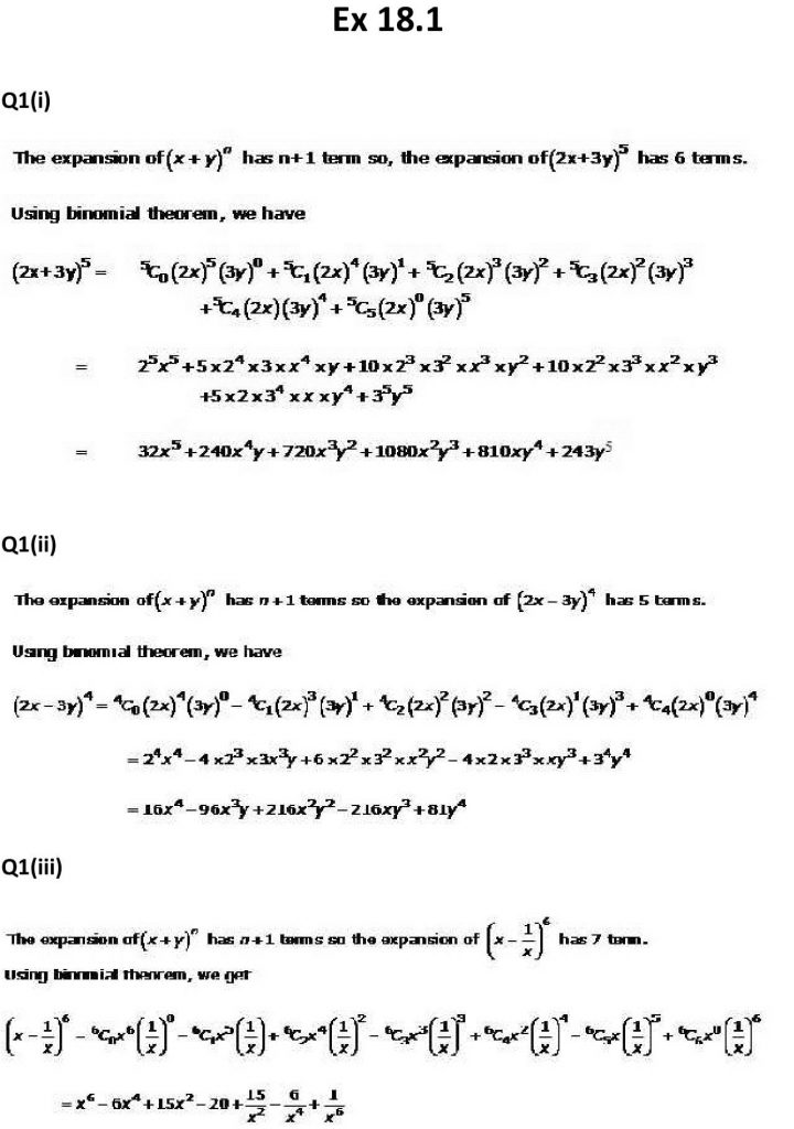 NCERT Solutions Class 11 Mathematics RD Sharma Binomial Theorem-