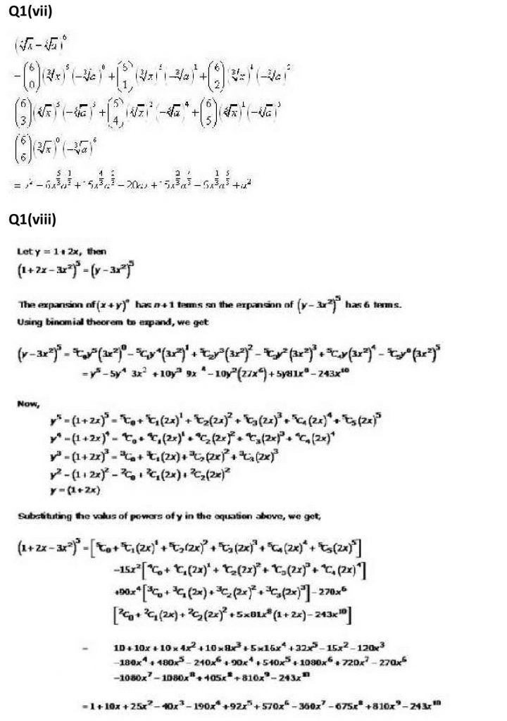 NCERT Solutions Class 11 Mathematics RD Sharma Binomial Theorem-