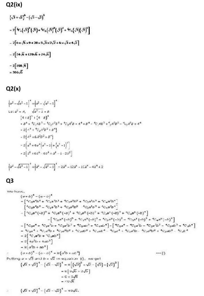 NCERT Solutions Class 11 Mathematics RD Sharma Binomial Theorem-