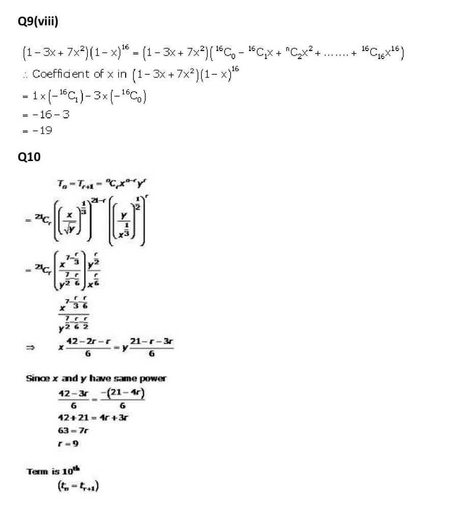 NCERT Solutions Class 11 Mathematics RD Sharma Binomial Theorem-