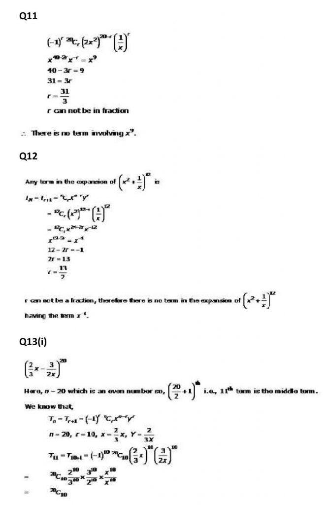 NCERT Solutions Class 11 Mathematics RD Sharma Binomial Theorem-
