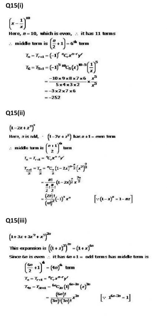 NCERT Solutions Class 11 Mathematics RD Sharma Binomial Theorem-