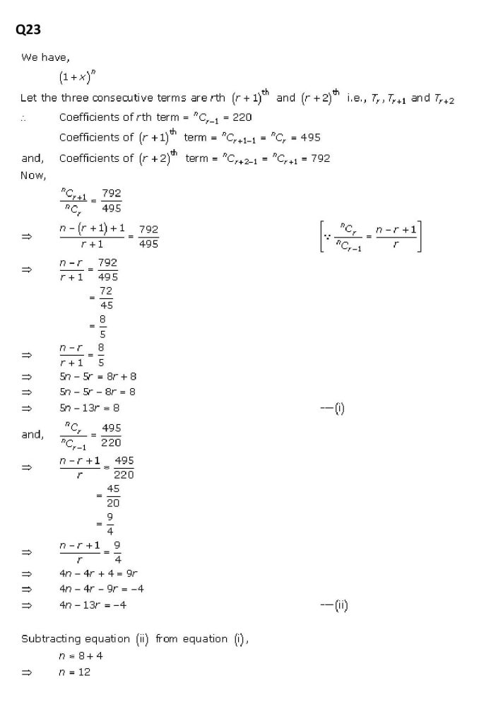 NCERT Solutions Class 11 Mathematics RD Sharma Binomial Theorem-