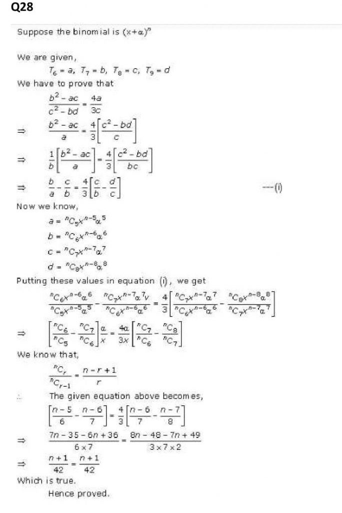 NCERT Solutions Class 11 Mathematics RD Sharma Binomial Theorem-