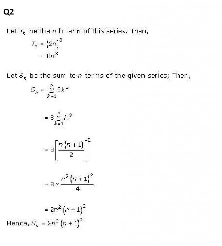 NCERT Solutions Class 11 Mathematics RD Sharma Some Special Series-