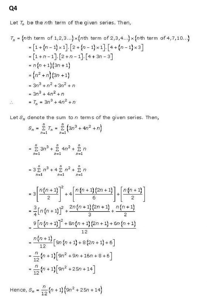 NCERT Solutions Class 11 Mathematics RD Sharma Some Special Series-