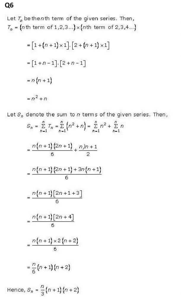 NCERT Solutions Class 11 Mathematics RD Sharma Some Special Series-