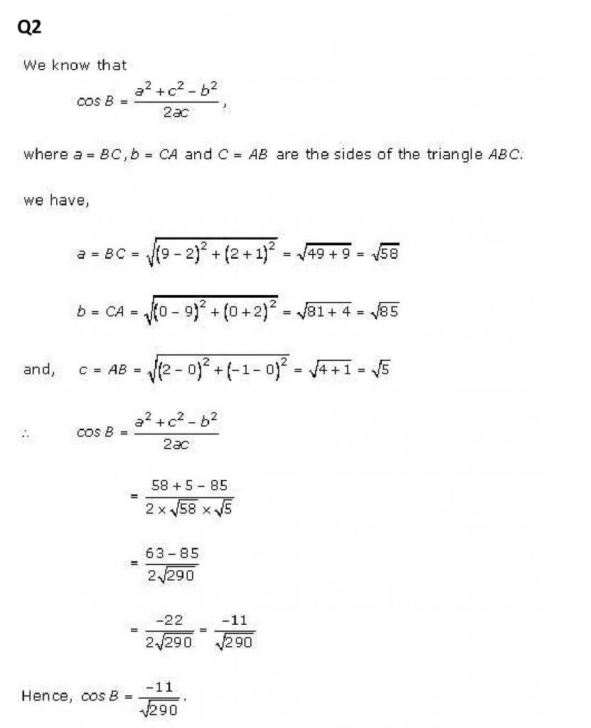 NCERT Solutions Class 11 Mathematics RD Sharma Brief Review of Cartesian System of Rectangular Coordinates-